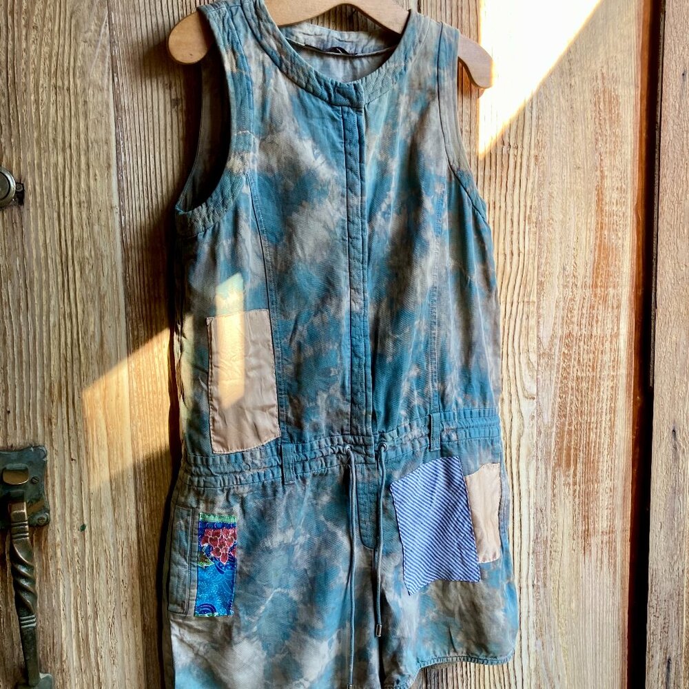 One-of-a-Kind Plant-Dyed Comptoir des Cottoniers Patchwork Romper Size 42